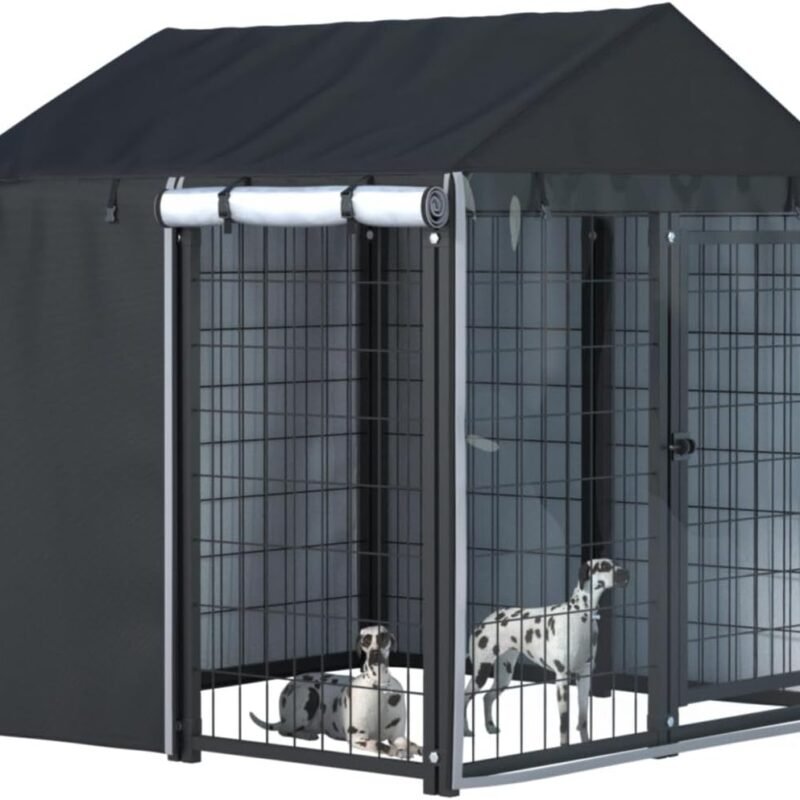 Outdoor Dog Kennel Cover, 600D Heavy Duty Waterproof 4.2 ft. x 4.2 ft. x 4.5 ft. Outdoor Large Full Cover Dog Kennel Cover, Waterproof, Windproof UV Resistant (Cover Only)