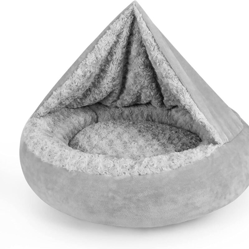 Dog Beds for Small Medium Dogs, Cozy  Luxury Puppy Pet Bed with Blanket Attached, Donut Round Calming Anti-Anxiety Dog Burrow Cave Bed - Anti-Slip Bottom and Machine Washable 26 inch