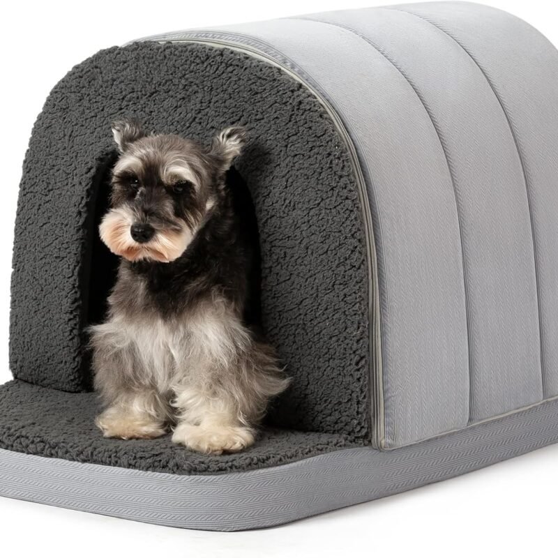 Orthopedic Dog Bed House - Dog House Indoor with Egg-Crate Foam - Tent Bed with Waterproof Lining & Nonskid Bottom, Ideal for Large Breeds & Fits 36-Inch Crate - 35"x22", Charcoal